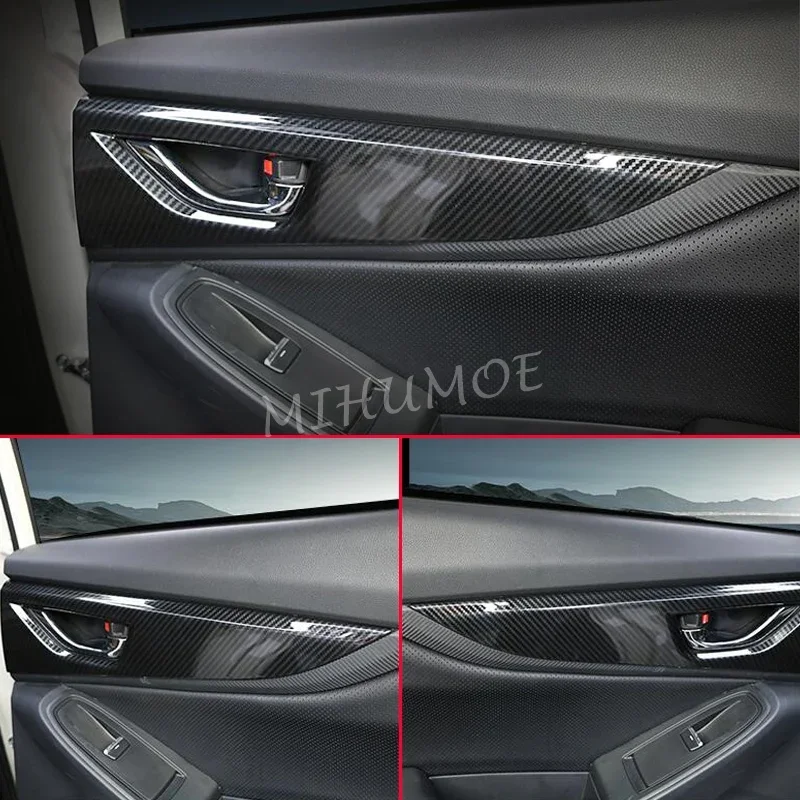 4Pcs Carbon Fiber Interior Door Handle Surrounds Cover Trims For Subaru Impreza Crosstrek XV 2017 2018 2019 2020 2021 2022 2023