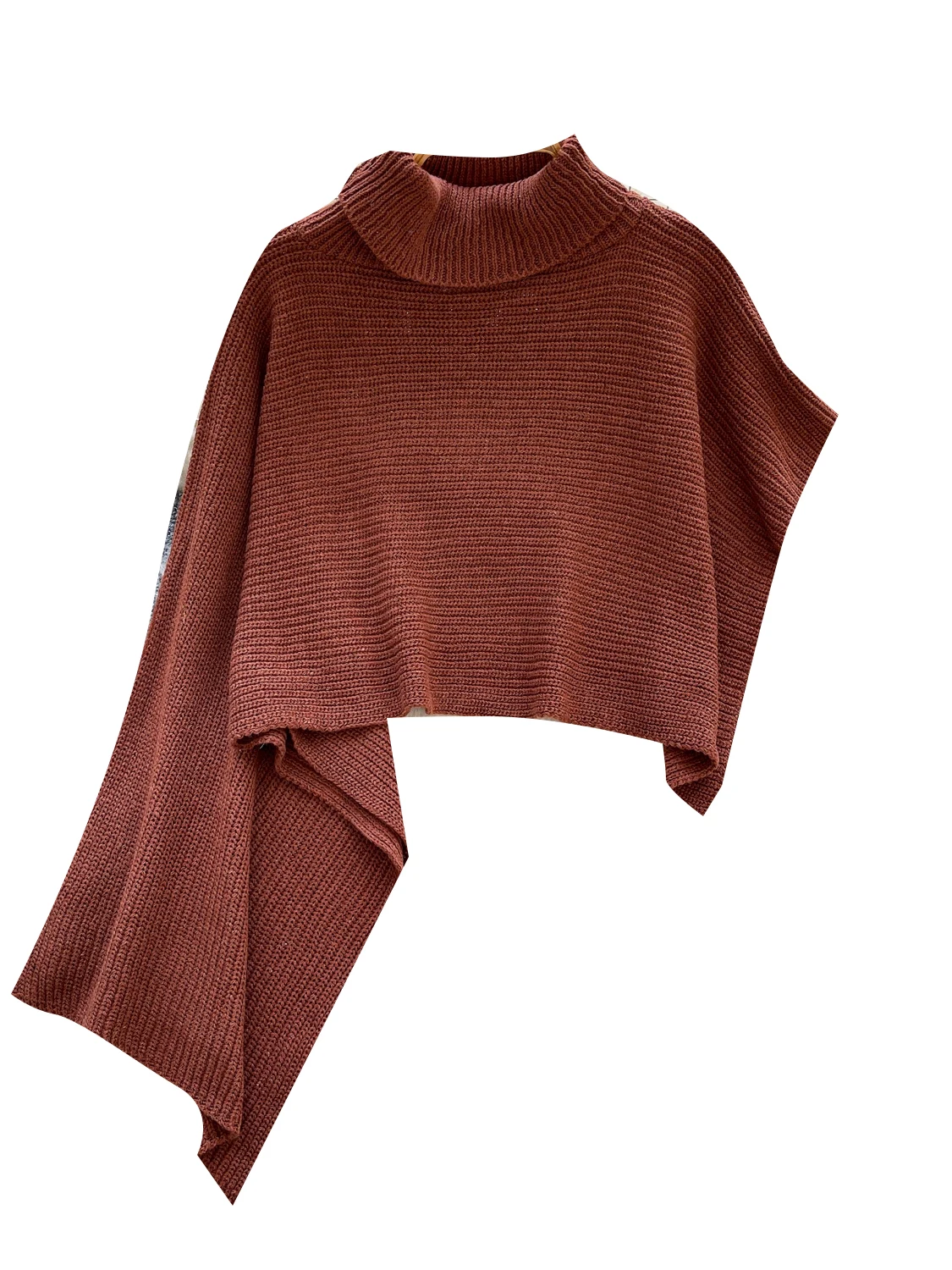 

Trendy Thiened Loose High Collar oulder awl Cowl Ne Cloak Asymmetric Winter Outerwear Sweater Commute Sle Pure Color