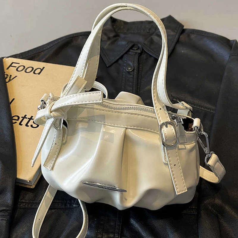 

Легкая роскошная квадратная сумка из искусственной кожи для женщин, новая модная модная сумка через плечо с облаком, популярная текстурированная универсальная сумка с морщинами