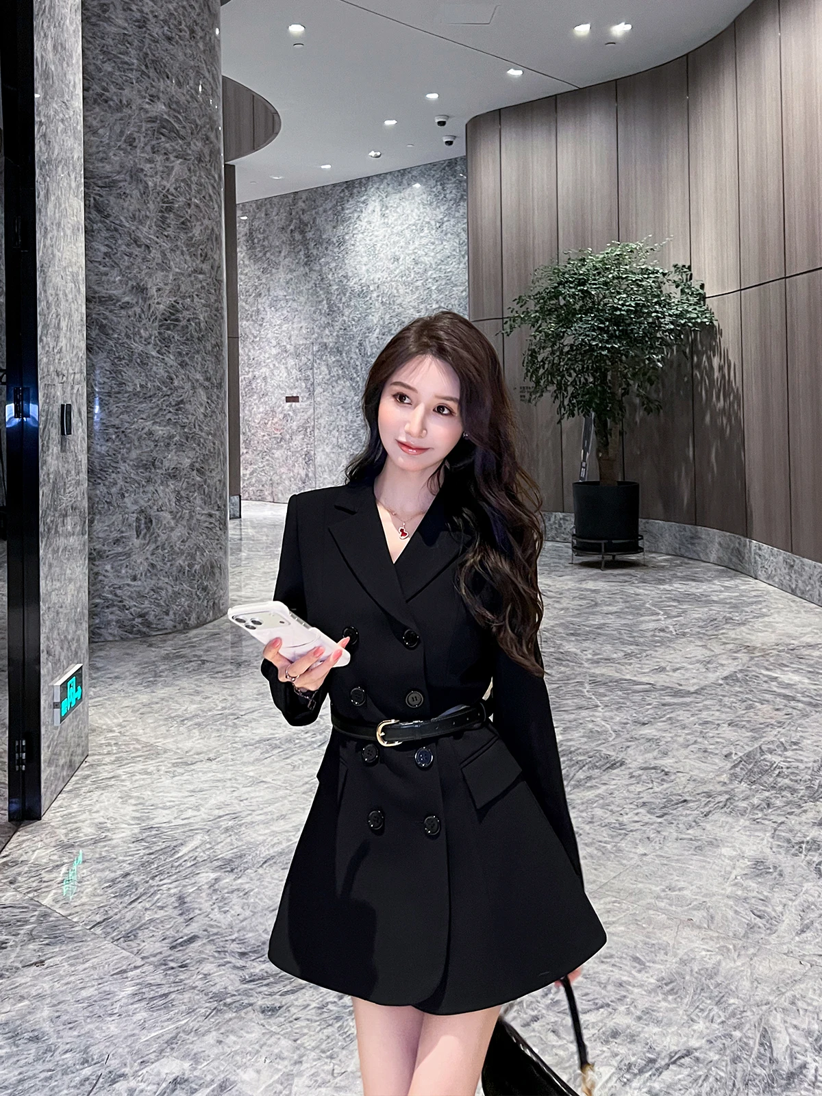 

Ele Double-Breasted Bla Suit Women Slimming New Sle Celebri Waist-Cinching Faionable Women's Outerwear