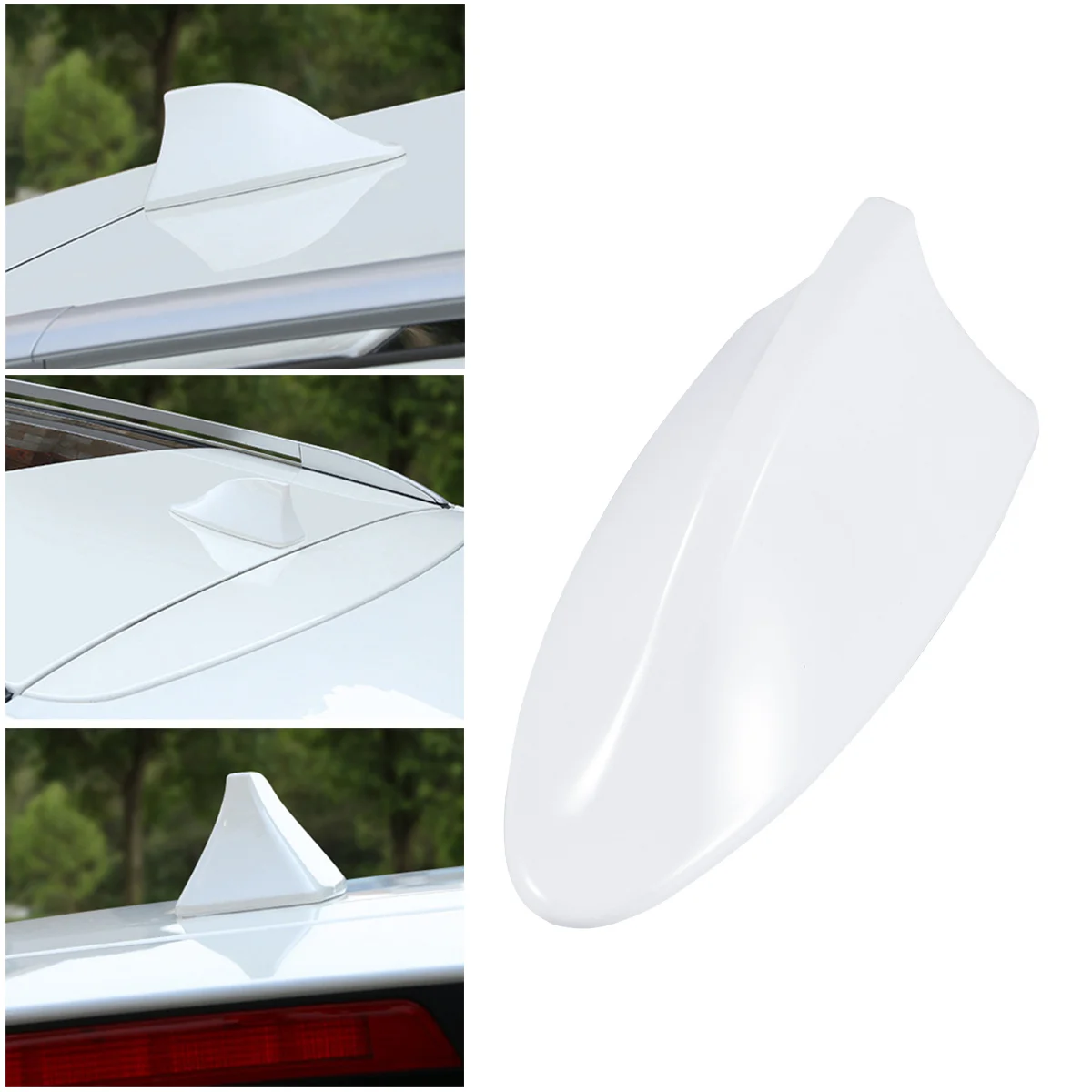 

White Universal Car Shark Fin Antenna ABS Material Shark Radio Antenna Fm Am Signal Roof Decorative Car Accessories