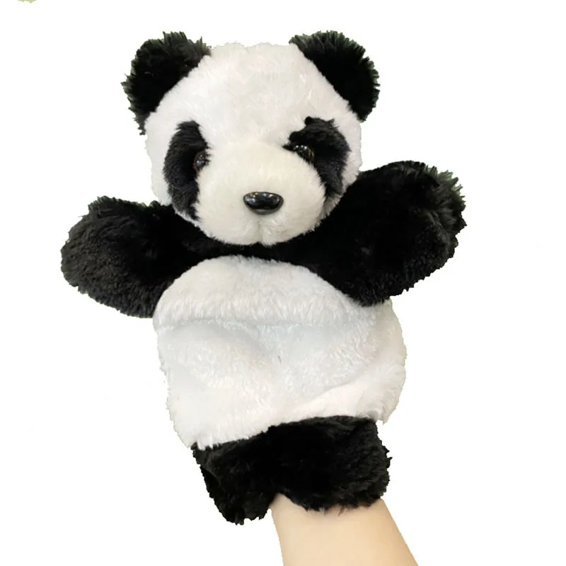 25cm Kawaii Animal Panda Parrot Fox Koala Stuffed Plush Hand Puppets Educational Toys For Family Playgame Time Doll