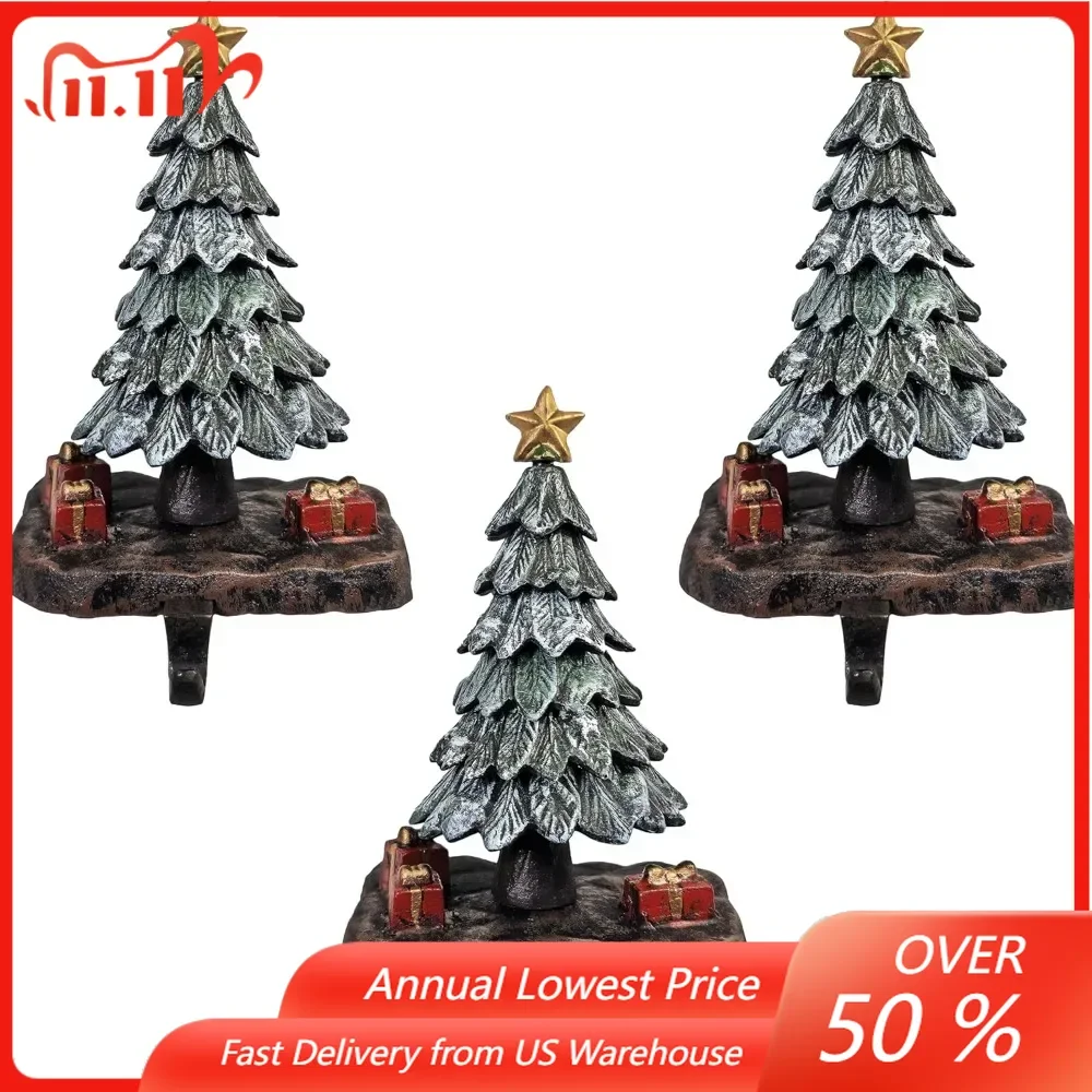 

Тяжелые чугунные 3D зеленые деревья, держатели для рождественских чулок, вес 1 дерево составляет 5 фунтов, 13 унций.