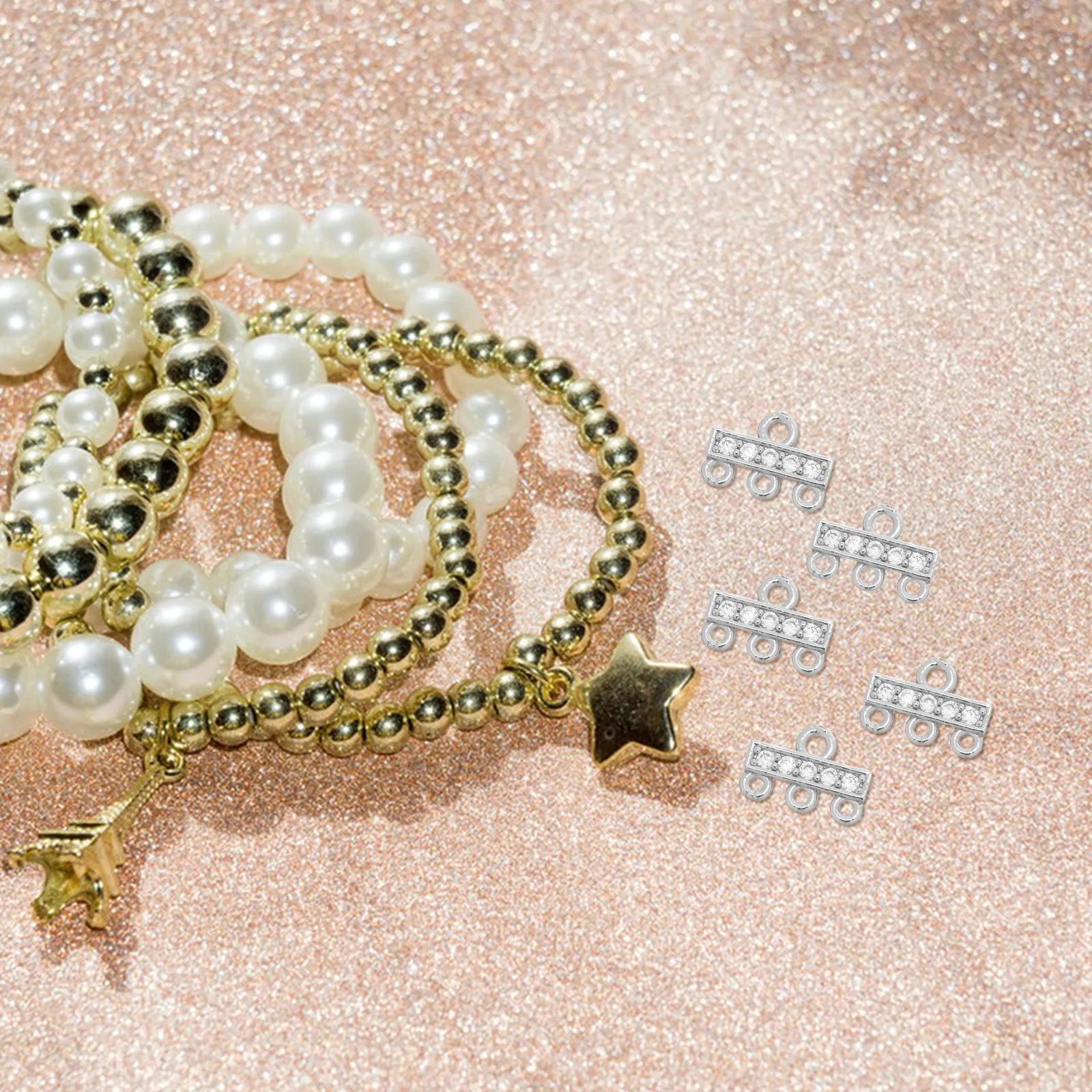 

10Pcs Shiny Gold Plated Multi-Strand Jewelry Clasp for Necklace Bracelet Layering Connector DIY Findings and Supplies