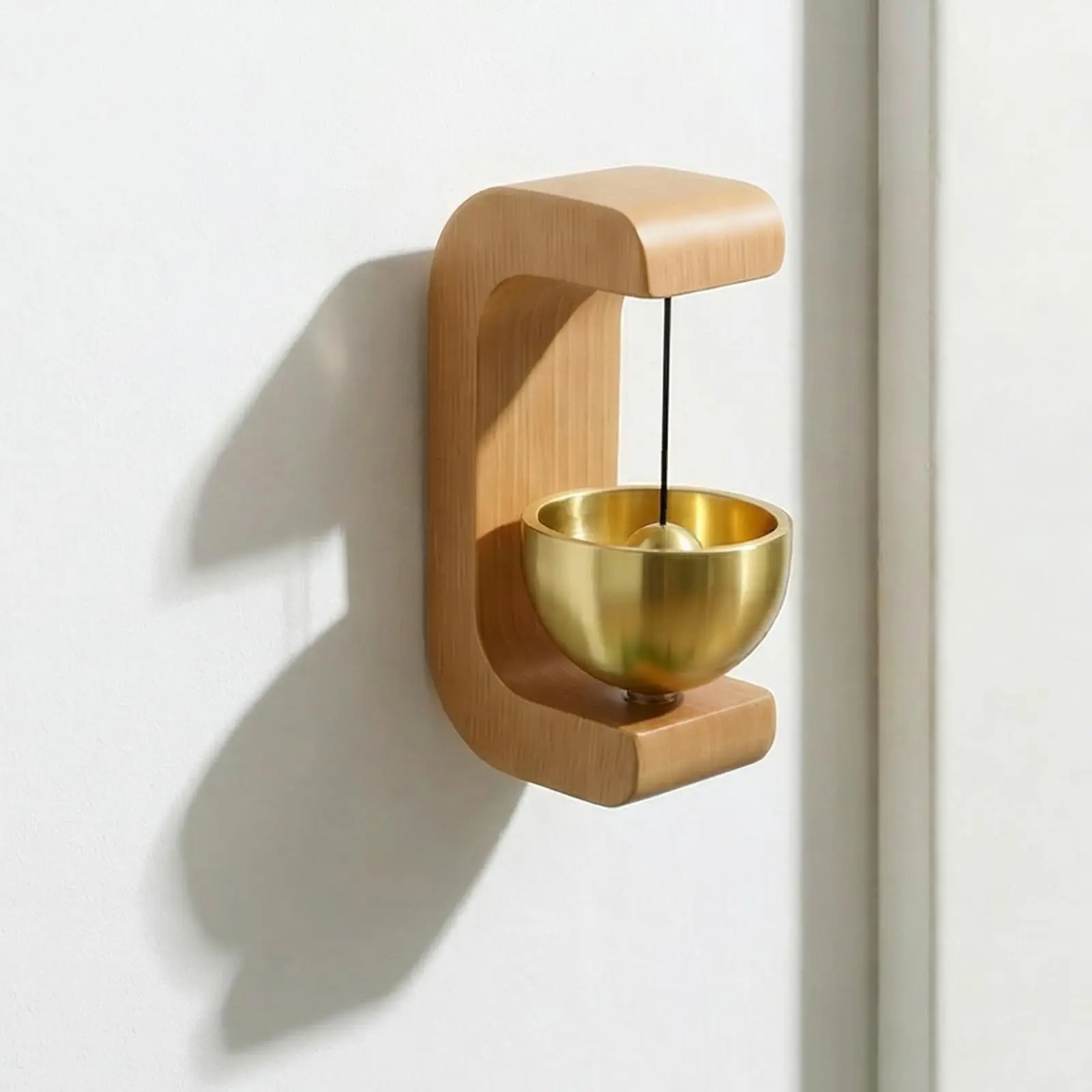 Magnetic Shopkeepers Bell for Door Opening - Vintage Wooden Wind Chime Doorbell with Brass Bell