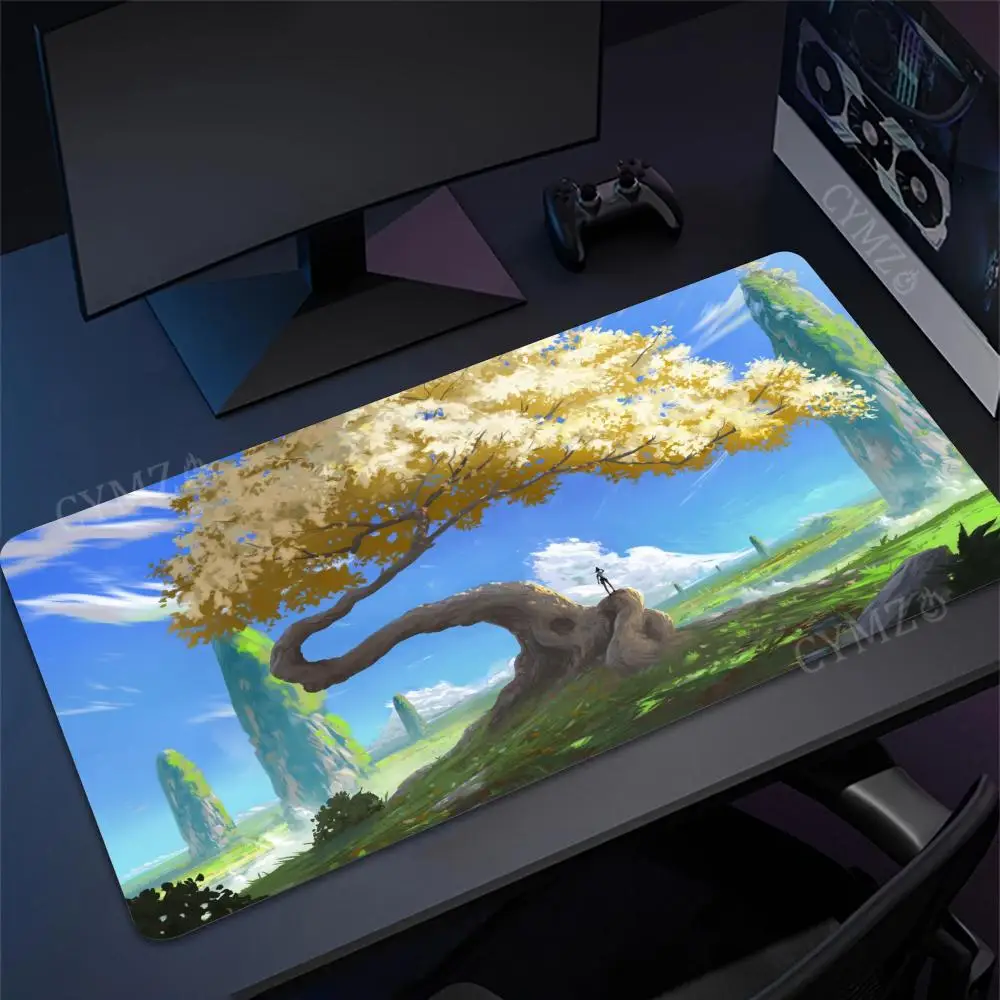 لوحة ماوس كبيرة مذهلة على شكل شجرة الحياة، لوحة ألعاب مكتبية غير قابلة للانزلاق، ملحقات مكتبية بحافة مخيطة، حصيرة ماوس، سجادة لعب سحرية