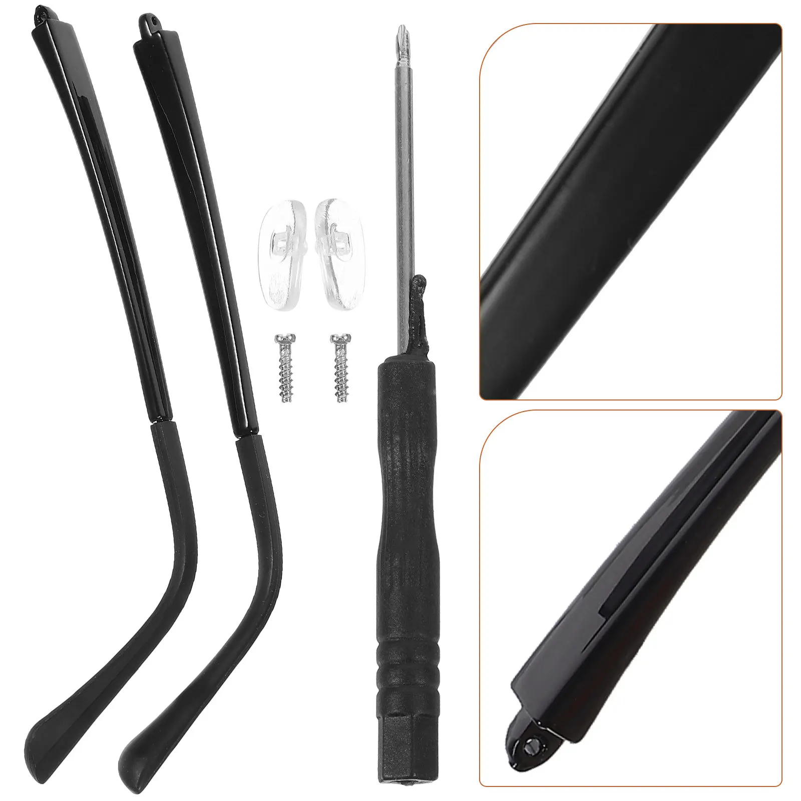 

1Set High-Strength Eyeglasses Temple Replacement Arms Skin-Friendly Wear-Resistant for Most Glasses Repair Replacement Parts Kit