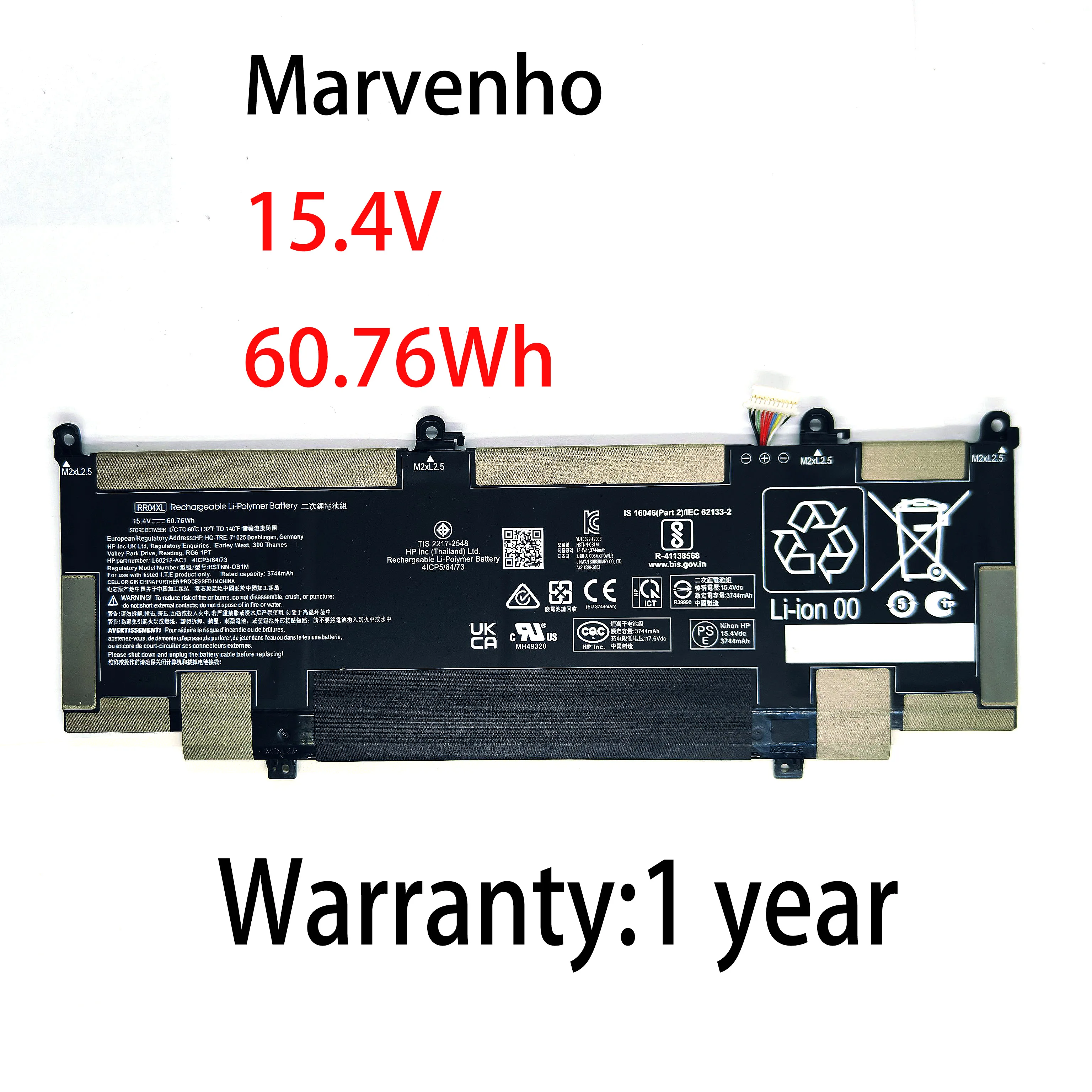 New Marvenho 60.76wh  15.4V  RR04XL  Laptop Battery For HP Spectre X360 13-AW0900 13-AW0013DX 13-AW0001LM  13-AW0003NF