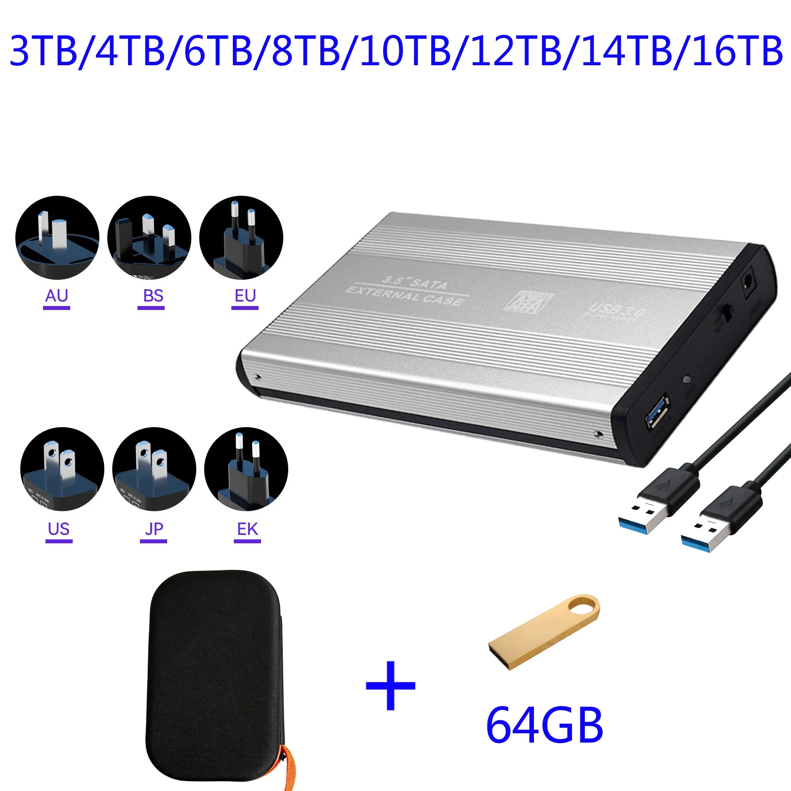 

HDD 3.5'' External Hard Disk 3TB/4TB/6TB/8TB/10TB/12TB/14TB USB3.0 Hard Drive External Storage Decives Hard Disks for PC/ Mac