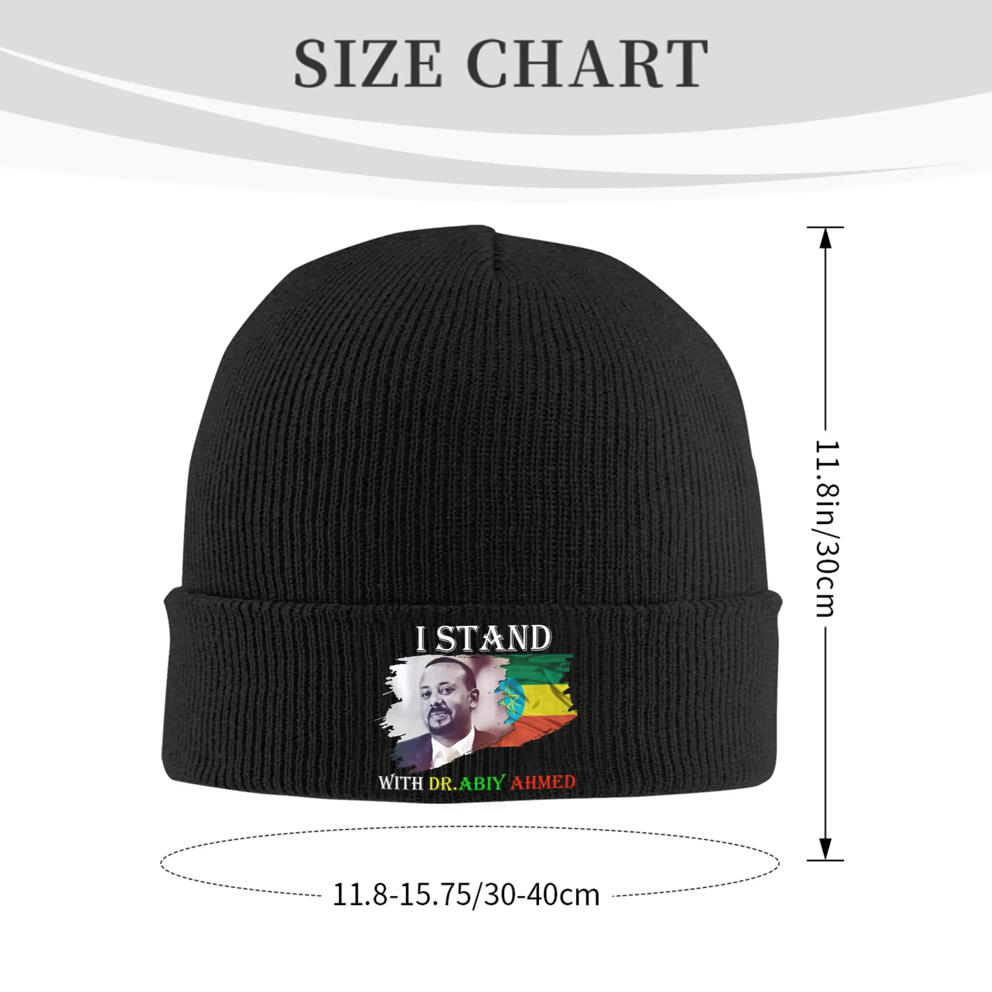 Women Men Cuff Beanie Dr Abiy Ahmed shirt Proudly i stand with Abiy Ethiopian PM Winter Skull Knitted Hat Cap  Beanies Skullies
