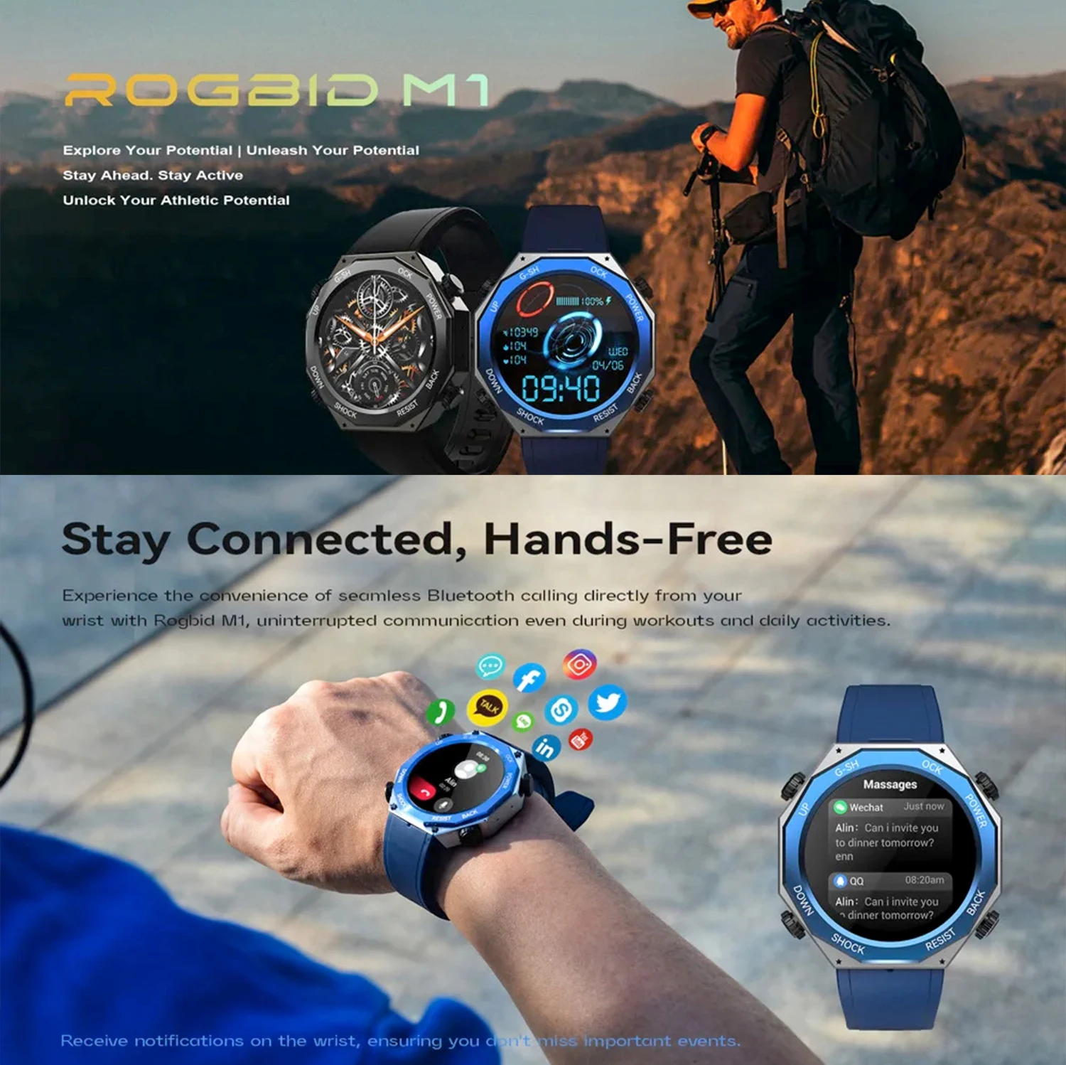 2024 Bluetooth call outdoor smartwatch 1.45 inch IPS high-definition screen 600 mAh sports watch 100+sports mode IP68 waterproof