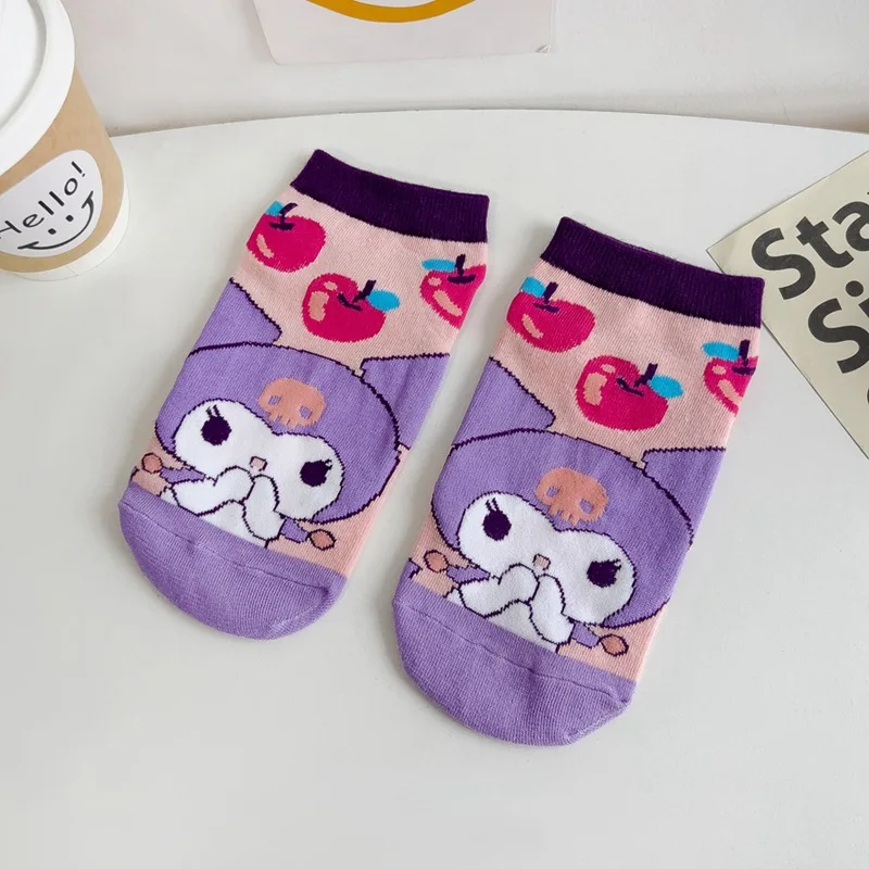 Sanrio Kuromi Socks Anime Figures Girls Toys Kawaii Ornament Fashion Socks for Women Students