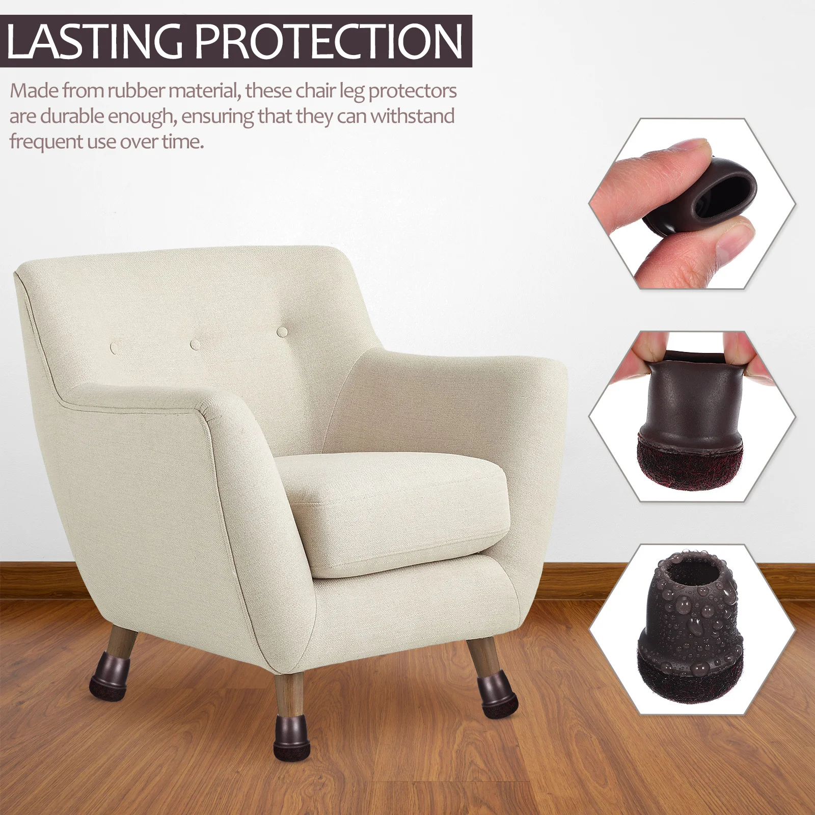 

16Pcs Chair Leg Floor Protectors Rubber Furniture Pads Durable Noise Reduction Easy Install Home Office Use Furniture Sliders