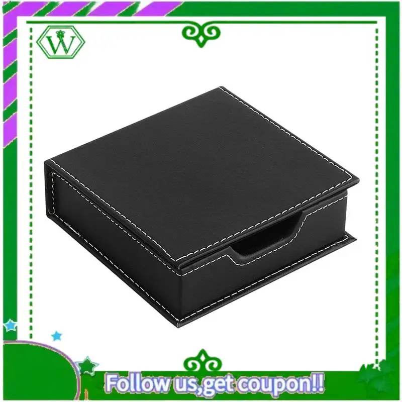 Reliable-Premium PU Leather Desk Organizer Memo Box With Card Holder, Sticky Note Storage For Office A
