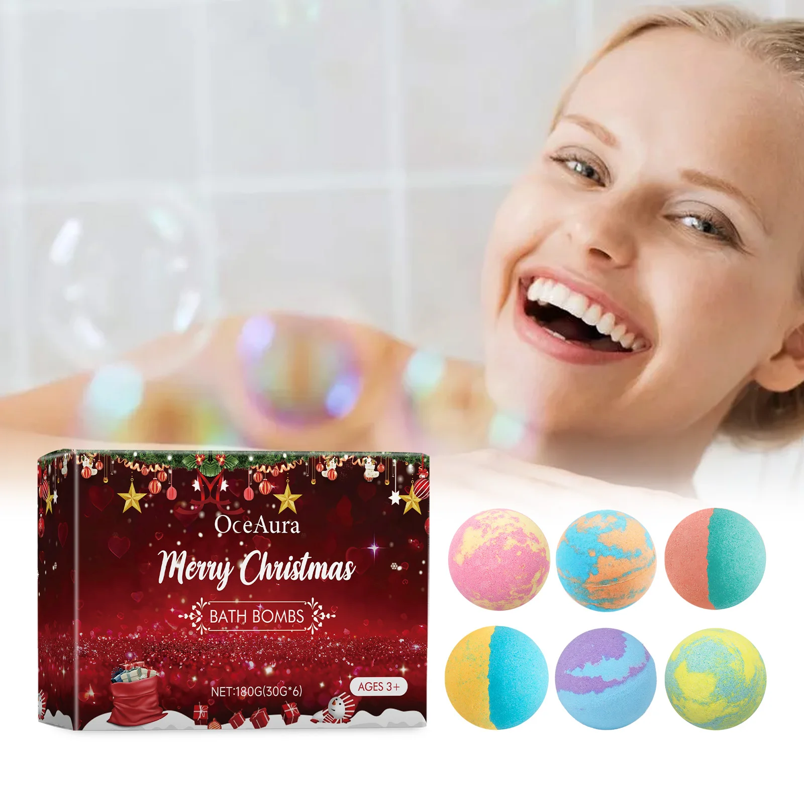 Bath Bombs Set Rose Dragon Fruit Extract Aromatherapy Spa Relaxing Moisturizing Long Lasting Fragrance Skin Cleansing Gift