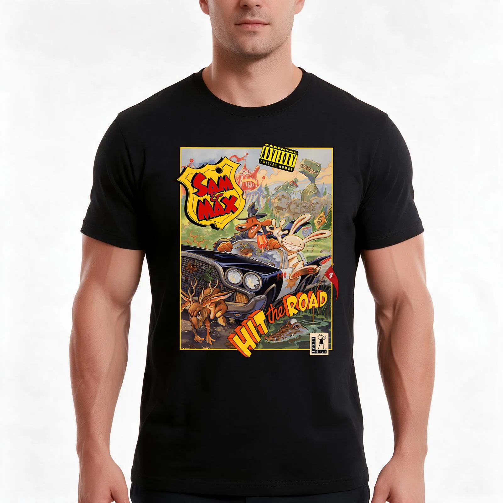 Sam And Max : Hit The Road T-Shirt, Summer Casual Cotton Tee, Oversized Streetwear Tops, Vintage Graphic Print, Unisex Men Women