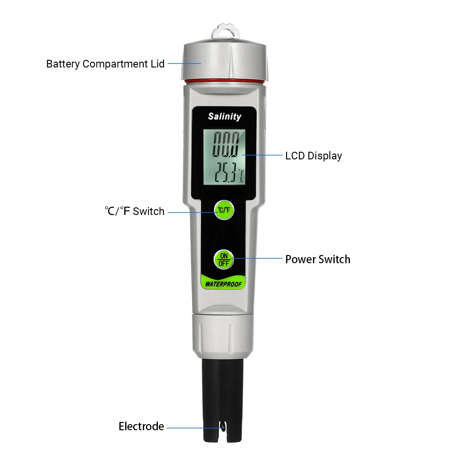 Salinometer Waterproof Salinity Test Pen 2-in-1 Salinity & Temperature Meter Portable Salinity Salimeter Pen Type Salinograph