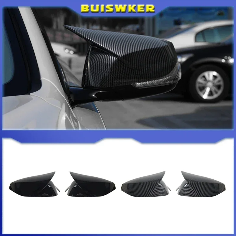 

2Pcs Car Side Rearview Mirror Cover Cap Carbon Black Style/Glossy Black For Infiniti Q50 Q60 QX30 Q70 All Models 2014-2021