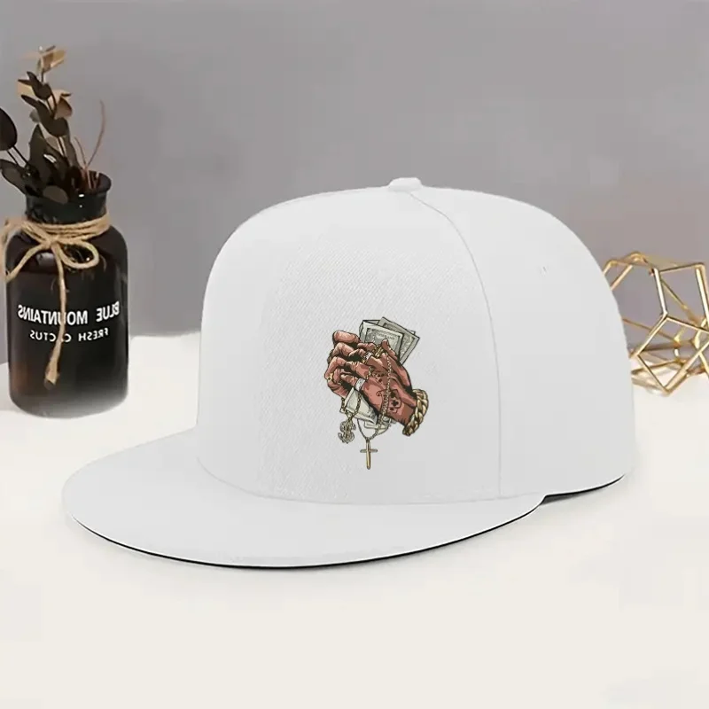 Unisex Adjustable Baseball Cap - Features a Design of Praying Hands And a Cross, Breathable for Outdoor Activities, Available in
