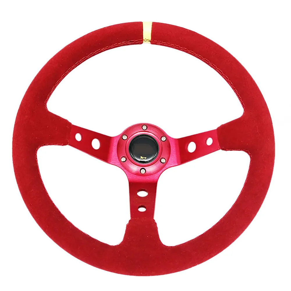 Universal Steering Wheel Car Accessories Modification 14 Inch 350mm Frosted Leather Deep Concave Suede Steering Wheel Tools