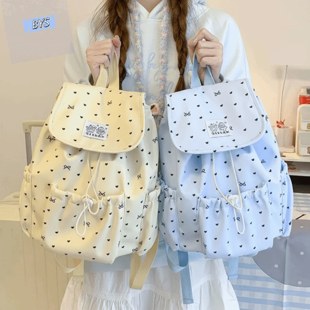 Lightweight Drawstring Backpack Large Capacity College Style Nylon Backpack Korean Style Cloth Students School Bag for Gift