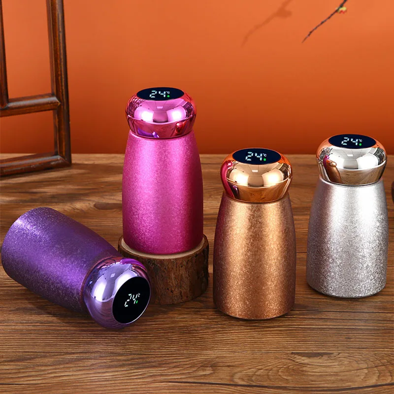 

230ml Mini Lady Thermal Water Bottle With Titanium Inner Liner,Double-wall Stainless Steel Drinkware,Temperature Display Thermos