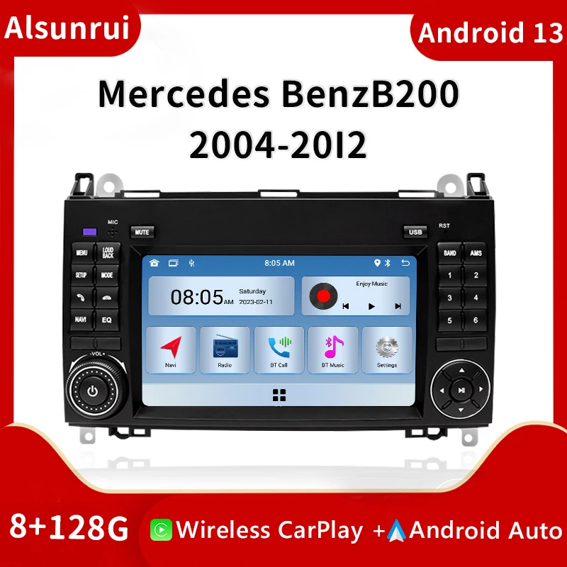 Wireless Carplay 2 Din Android 13 Car Radio For Mercedes Sprinter Benz B200 Vito W639 Viano B Class W169 W245 W209 Multimedia 4G