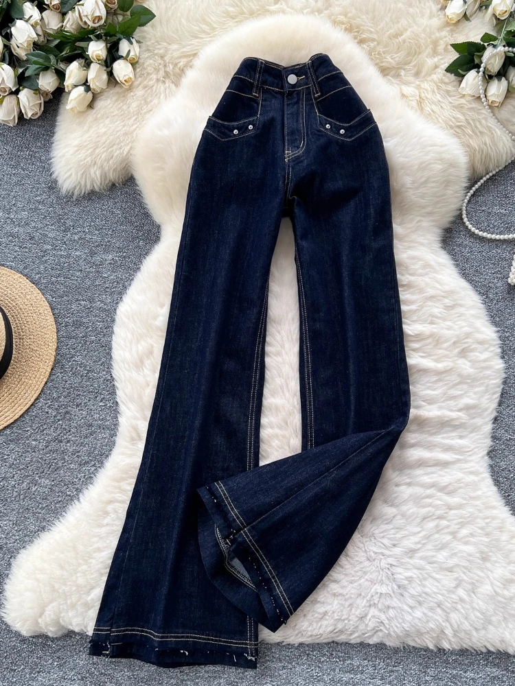 2025 Nowe Micro-Pants American Hot Girl Denim Pants Jesień/Zima Wysoki Stan Plus Size Wąskie Szerokie Nogawki Proste Jeansy Spodnie Odzież Wierzchnia