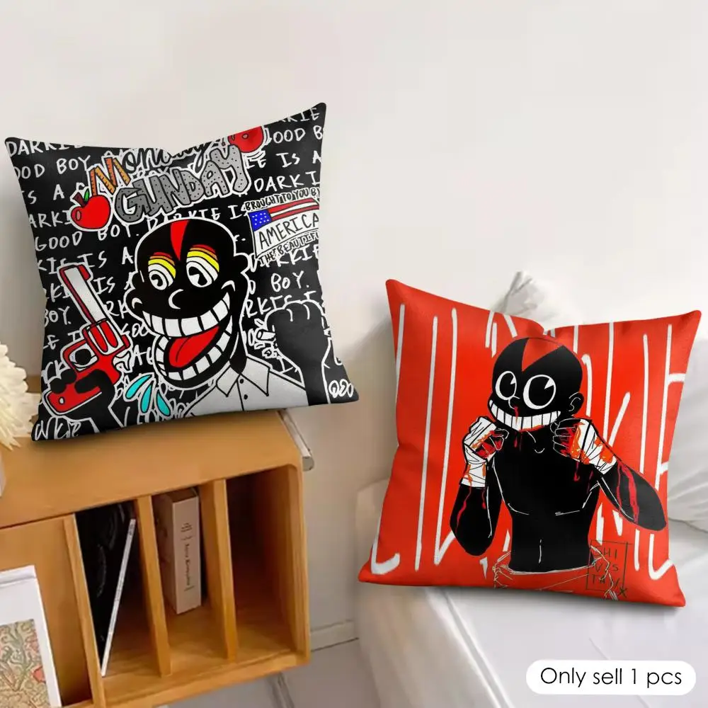 Rapper L-Lil Darkie Edgy Style Cushion Cover Soft Plush Fabric Double-Sided Printed Pillowcase for All Seasons Home Decor