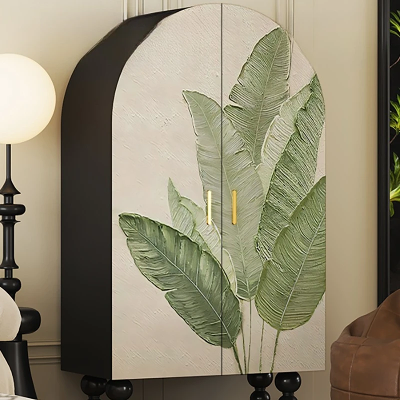 Green leaf solid wood bedroom bedside wardrobe, household living room simple floor-to-ceiling storage, cabinet