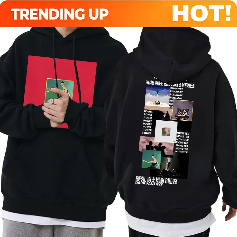 Custom Custom Rapper Kanye West My Beautiful Dark Twisted Fantasy Cover Hoodie Men Hip Hop Casual Hoodies Donda The College Drop