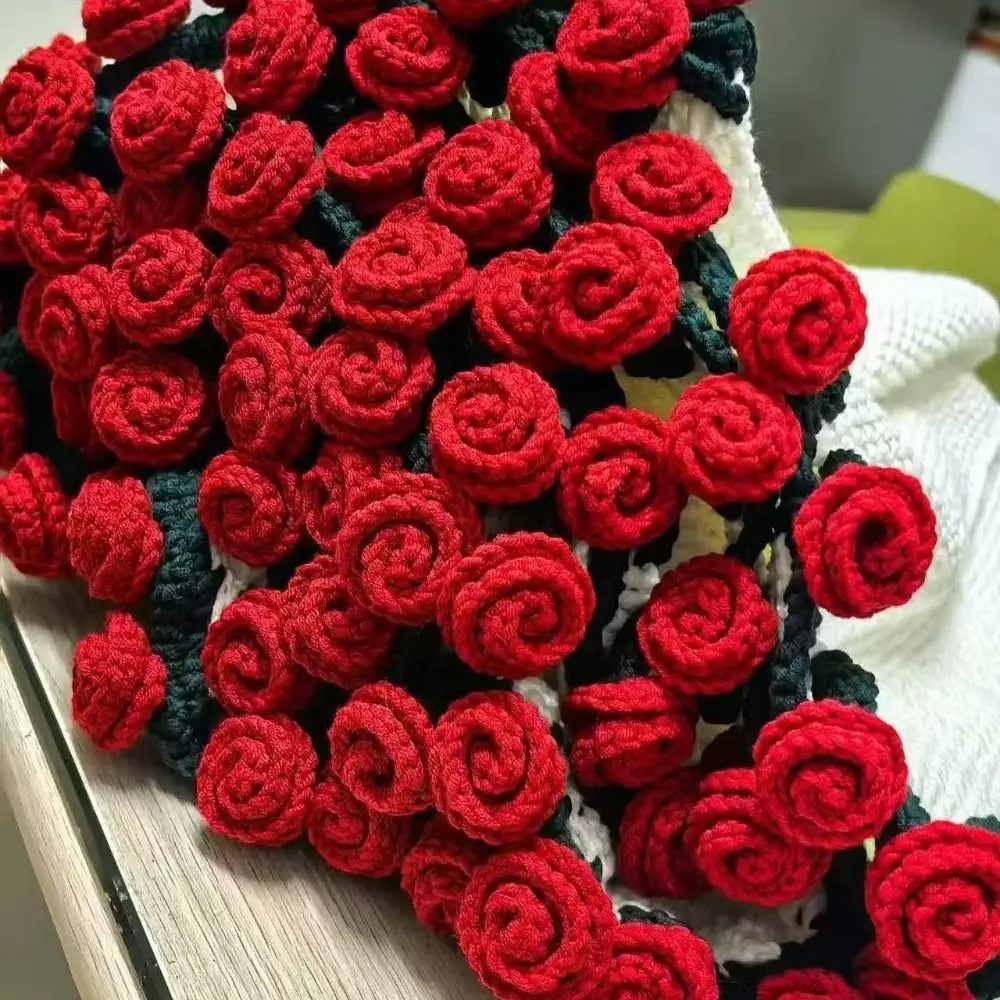 

Not Finished Product Rose Bouquet Blankets DIY Folding Handmade Crocheted Blanket Material Package Bouquet Blanket Crochet Kit