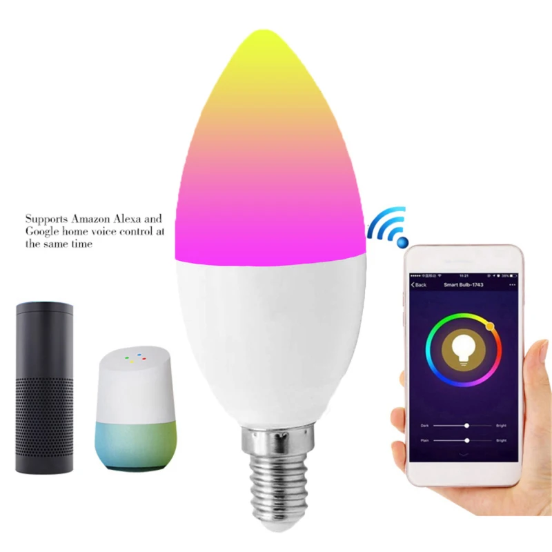 

Tuya Smart Lights Bulb RGBCW 5W E12 E14 LED Lamp Bulbs Smart Home For Home Voice Control Via Alexa Home Smarthings