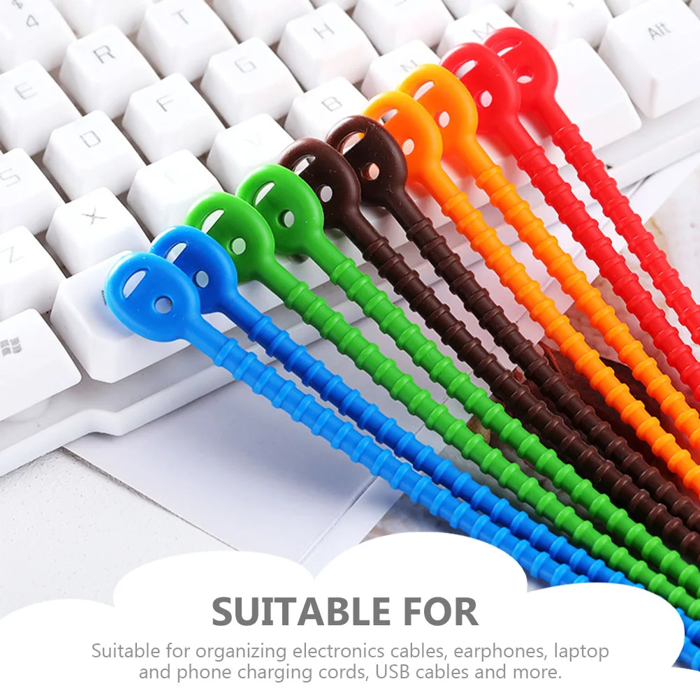 

12 Pcs Silicone Tie Laptop Cord Organizer Travel Ties Adjustable Reusable Cable Silica Gel Straps Wire