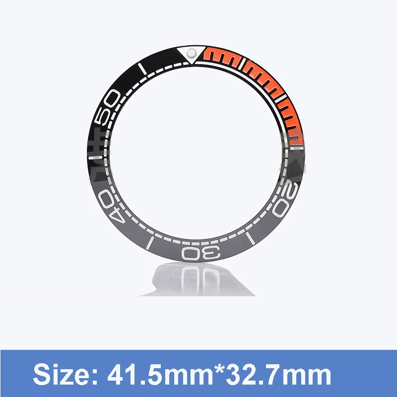 Neigter, 41,5 * 32,7 mm großer, keramischer, leuchtender Lünettenring mit Einlegearbeit für Seamaster 600 Uhrenzubehör – Detail 3