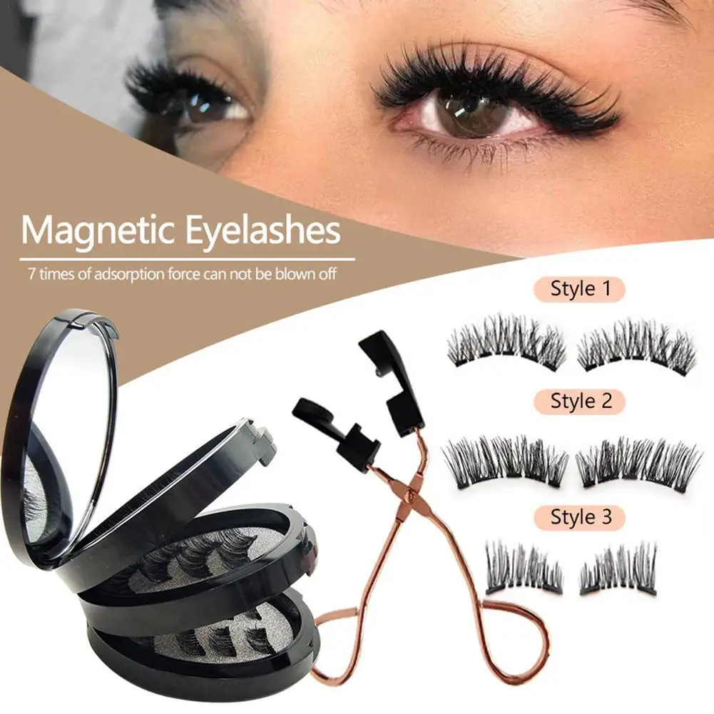 3-layer Magnetic False Eyelashes Band Clip Set Soft Magnetic Eyewinker Reusable 3D Natural Thickening Magnetic False Eyelashes