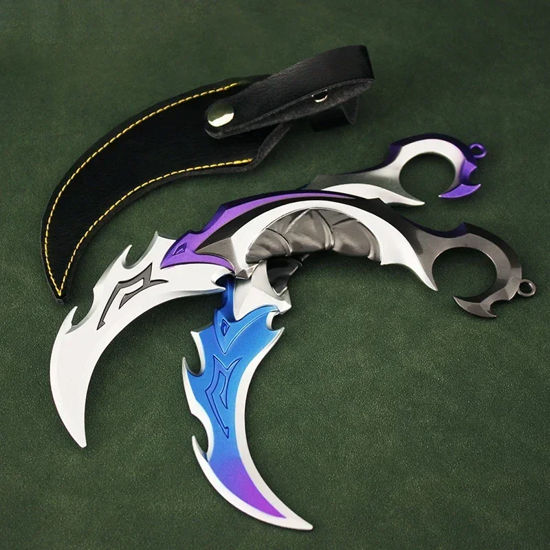 Valorant Keychain Peripheral Melee Weapon Reaver 2.0 Karambit Knife Purple and Blue Samurai Sword Weapon Model Gift Toys Game