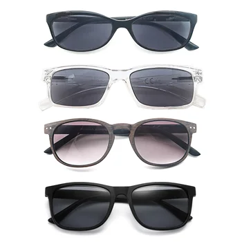 読書サングラス男性女性スクエアクラシックフレーム屋外使用サングラスリーダー眼鏡視度スプリングヒンジ付き