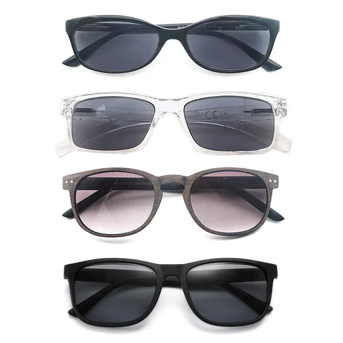 Gafas de sol de lectura para mujeres y hombres, montura clásica cuadrada para uso al aire libre, gafas de sol para lectores con bisagra de resorte de dioptrías