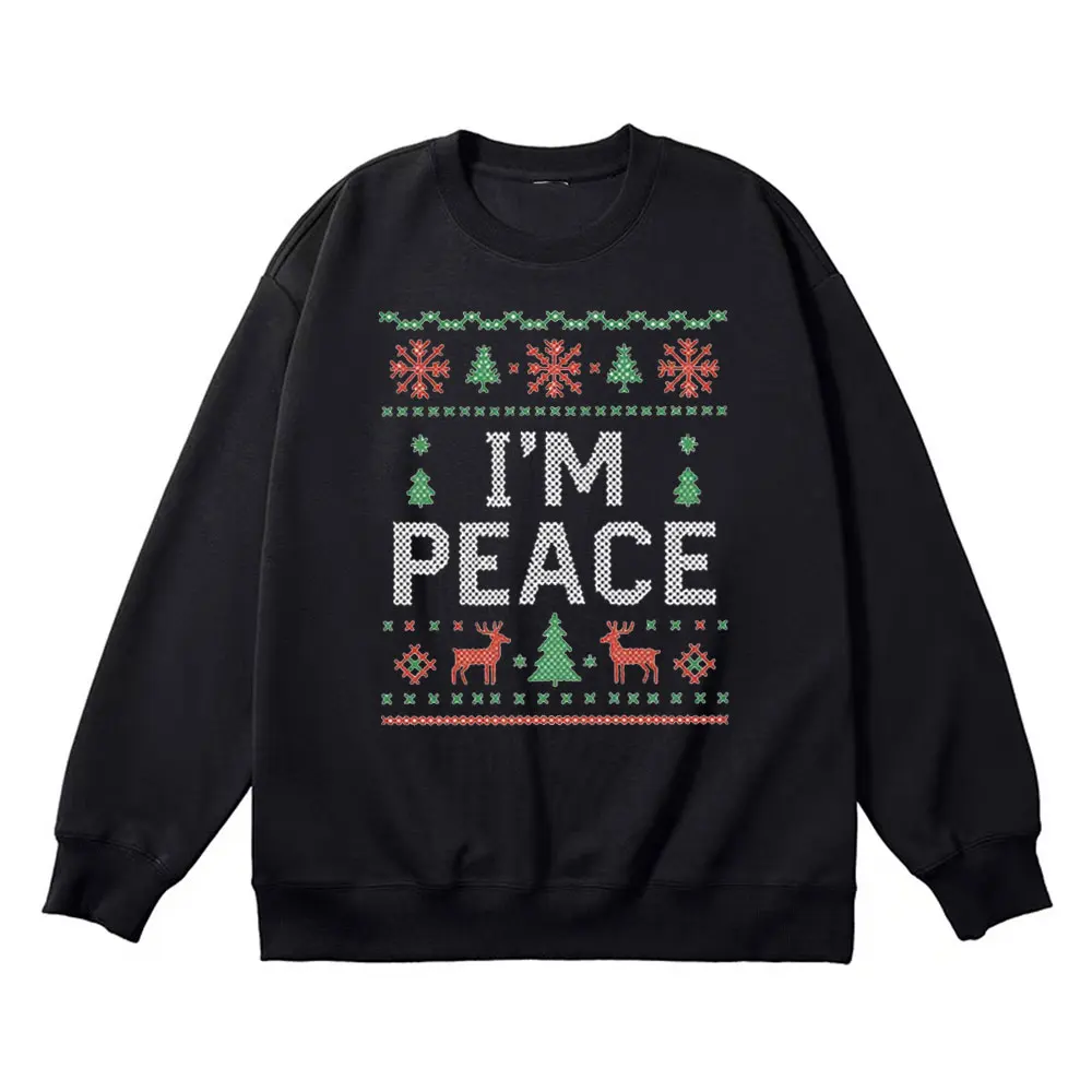 크리스마스 커플용 '나는 평화로 온다' '나는 평화다' 매칭 스웨트셔츠, 홀리데이 크리스마스 크루넥 풀오버, 재미있는 크리스마스 선물 의류