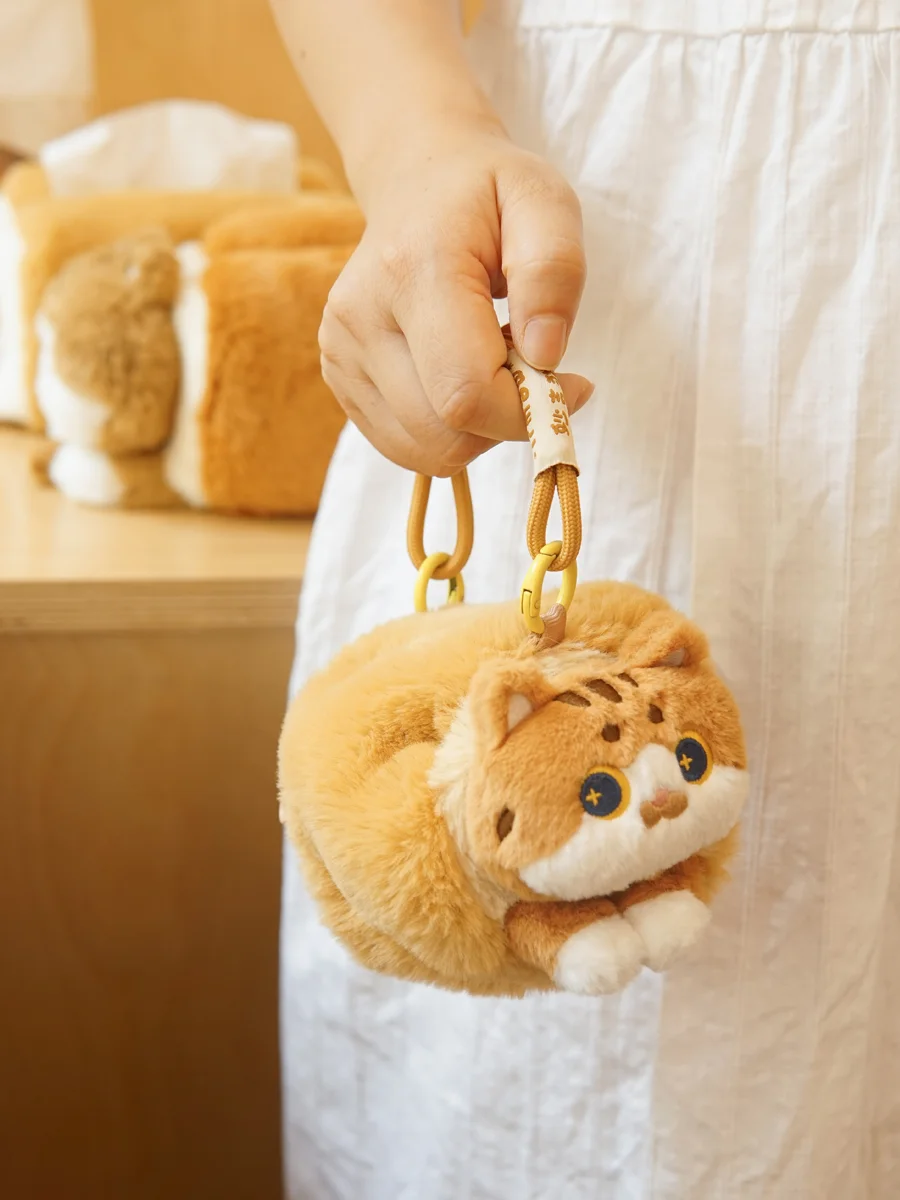 Original cute cat embroidery coin purse plush cat flower cat bread crossbody bag small gift