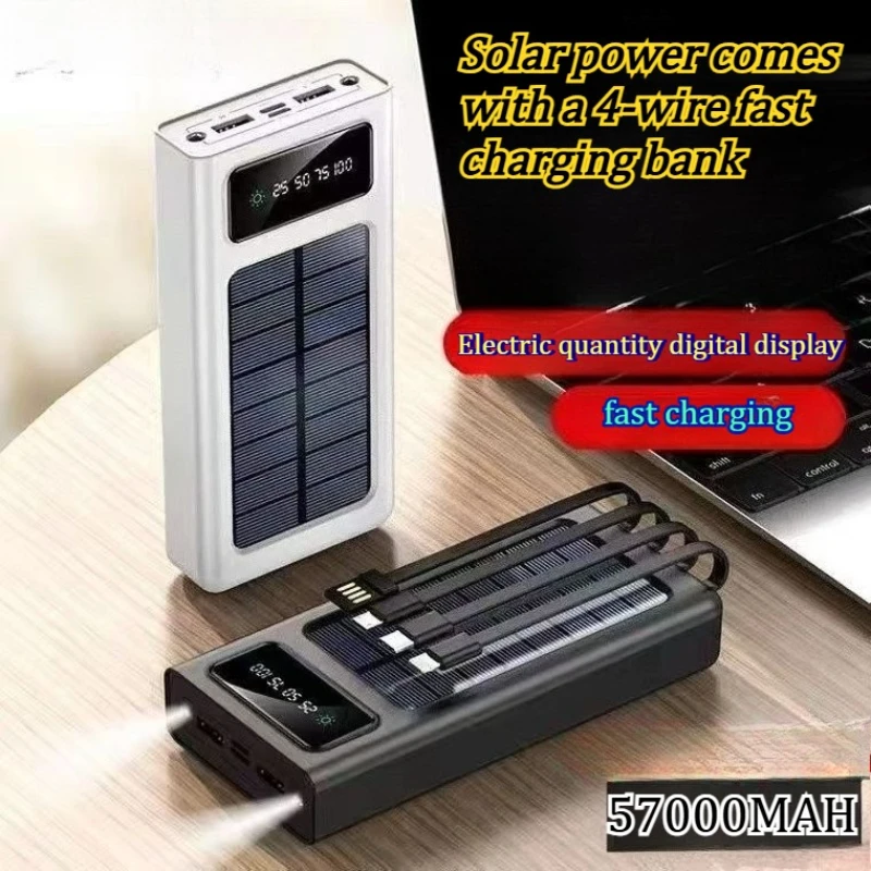 

Портативное зарядное устройство на 57000 мАч с солнечной панелью, 4-контактное быстрое зарядное устройство, легкое и быстрое, 50000 мАч, долговечное, большой емкости