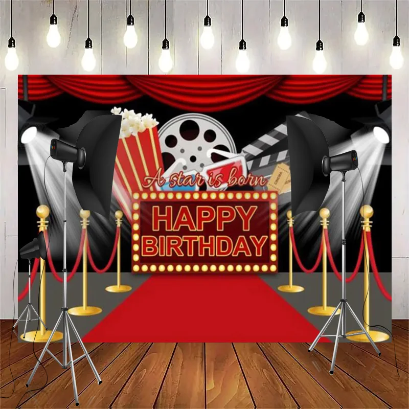 Theater Stage Photography Backdrops Classic Velvet Red Curtains Background Business Speech Birthday Party Photo Props TW-02