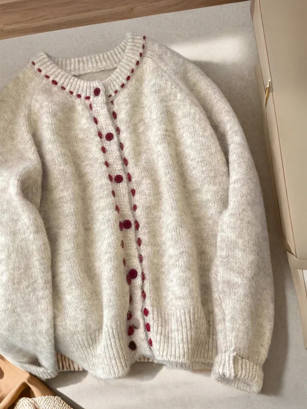 

Retro Open Cardigan Thiened Knitted Sweater Women's Spring Autumn Winter Loose Lazy Design Casual Knitted Outerwear