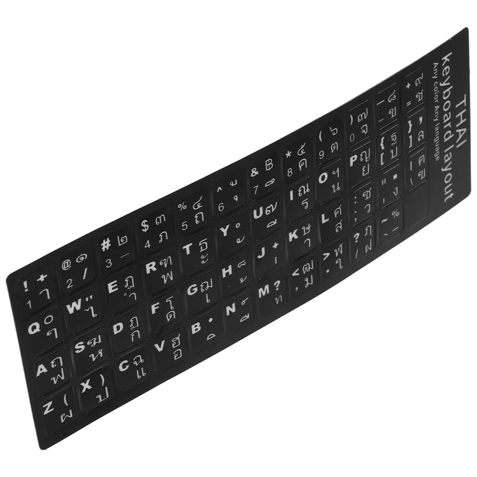 

2 Sheets Thai Language Keyboard Stickers Black Background White Lettering Universal Fit for Laptop Computer Desktop Replacement