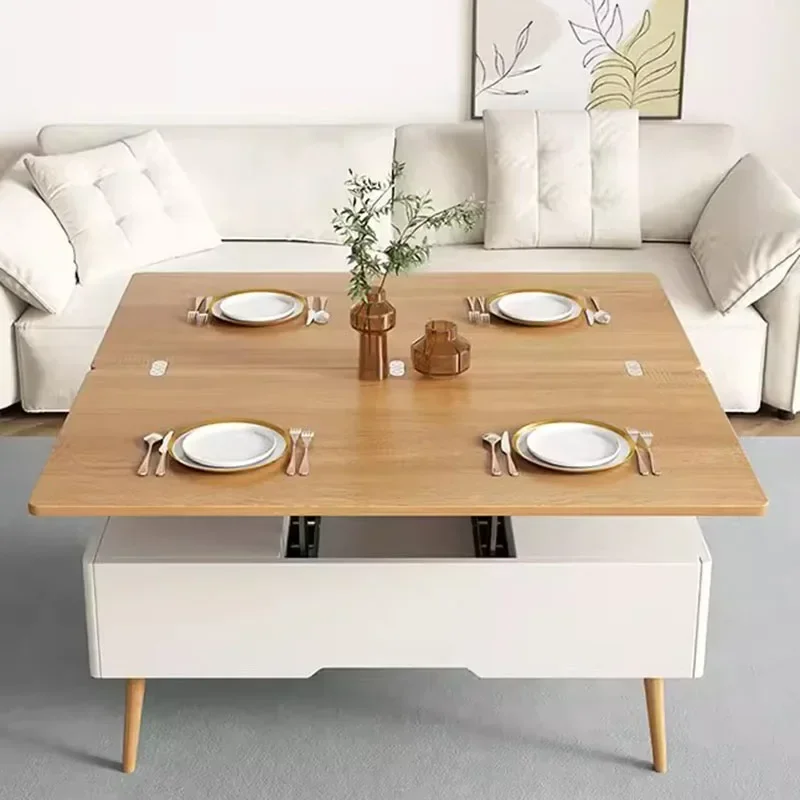 Mesa de centro móvil de estilo nórdico, mueble Moderno, organizador, elevador, Trau