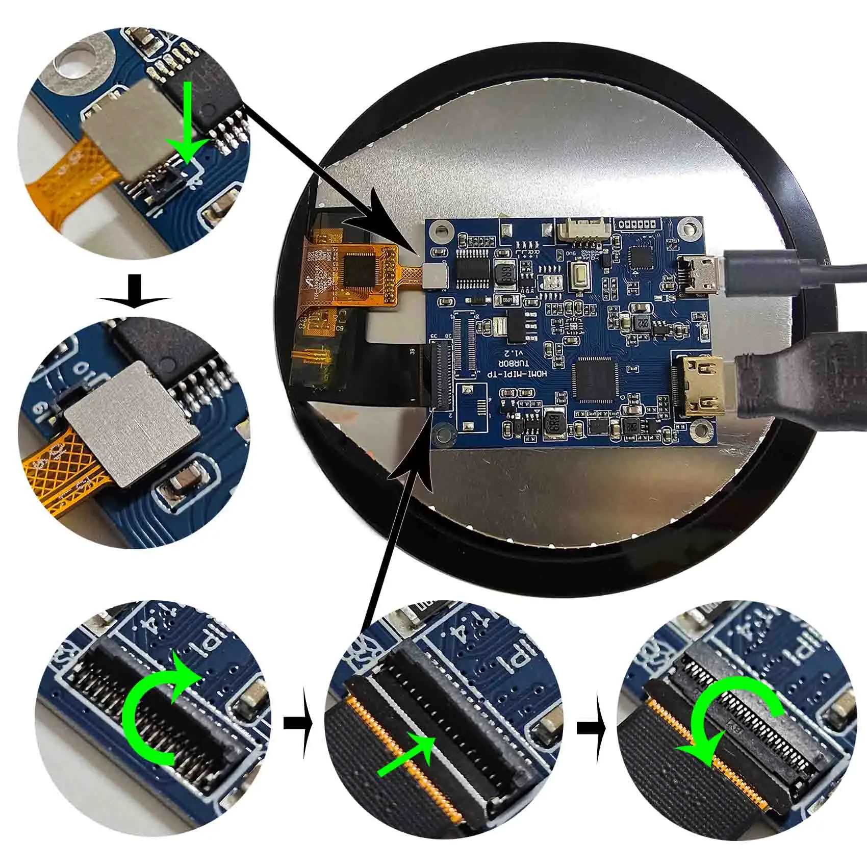 Емкостный сенсорный ЖК-дисплей с сенсорным экраном и ЖК-дисплеем 3,4 дюйма Vs34003C39 800X800 Микрокруглый ЖК-дисплей с платой драйвера Hd-Mi Mipi