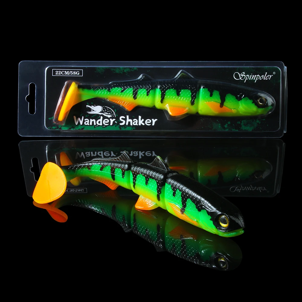 Spinpoler 3-stopniowa miękka plastikowa przynęta Pływanie Paddle Tail Swimbait 16cm 22cm Pike Bass Muskie Big T Tail Miękkie przynęty wędkarskie