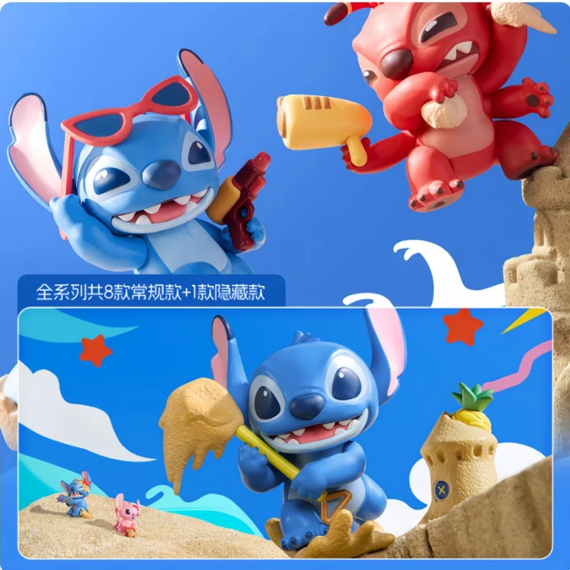 มินิโซ ตุ๊กตาสติทช์น่ารัก ซีรีส์ Little Gold In Stock แบบกล่องสุ่ม ตุ๊กตาตกแต่งฉากชายหญิง ของขวัญวันเกิดและวันหยุด