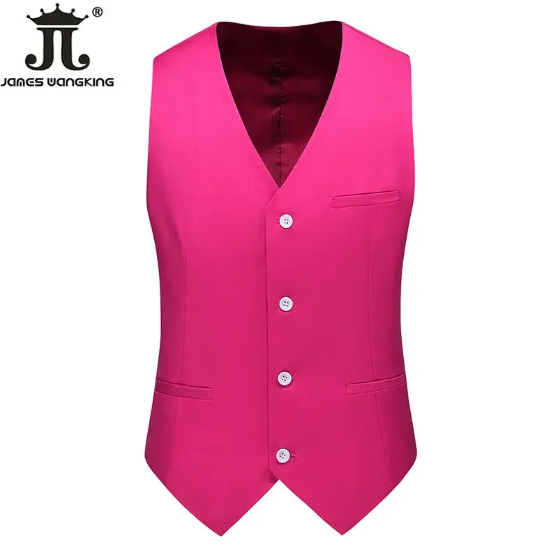 Vest Mens Fashion Casual High Quality Solid Color Slim Large Size Business Office Waistcoat Men Groom Wedding Dress Suit Vests